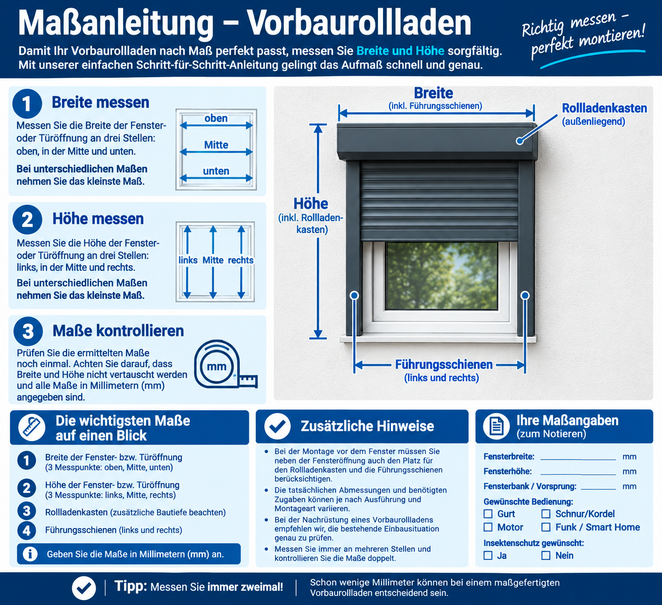 Rollladen Maßanleitung